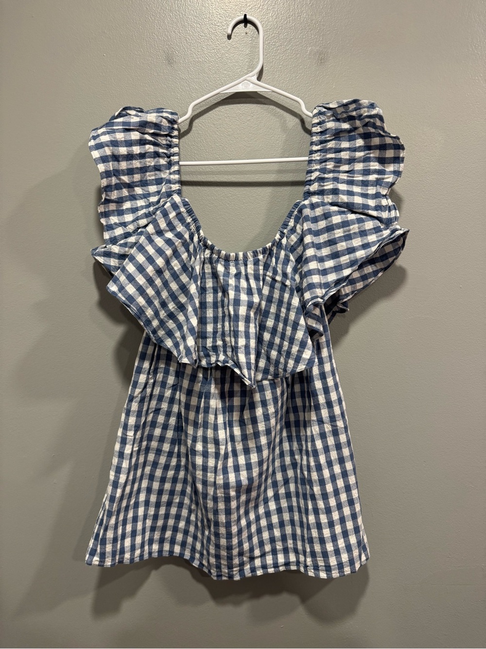 MISA LOS ANGELES Gingham Blue and White Mini Dress Size Medium